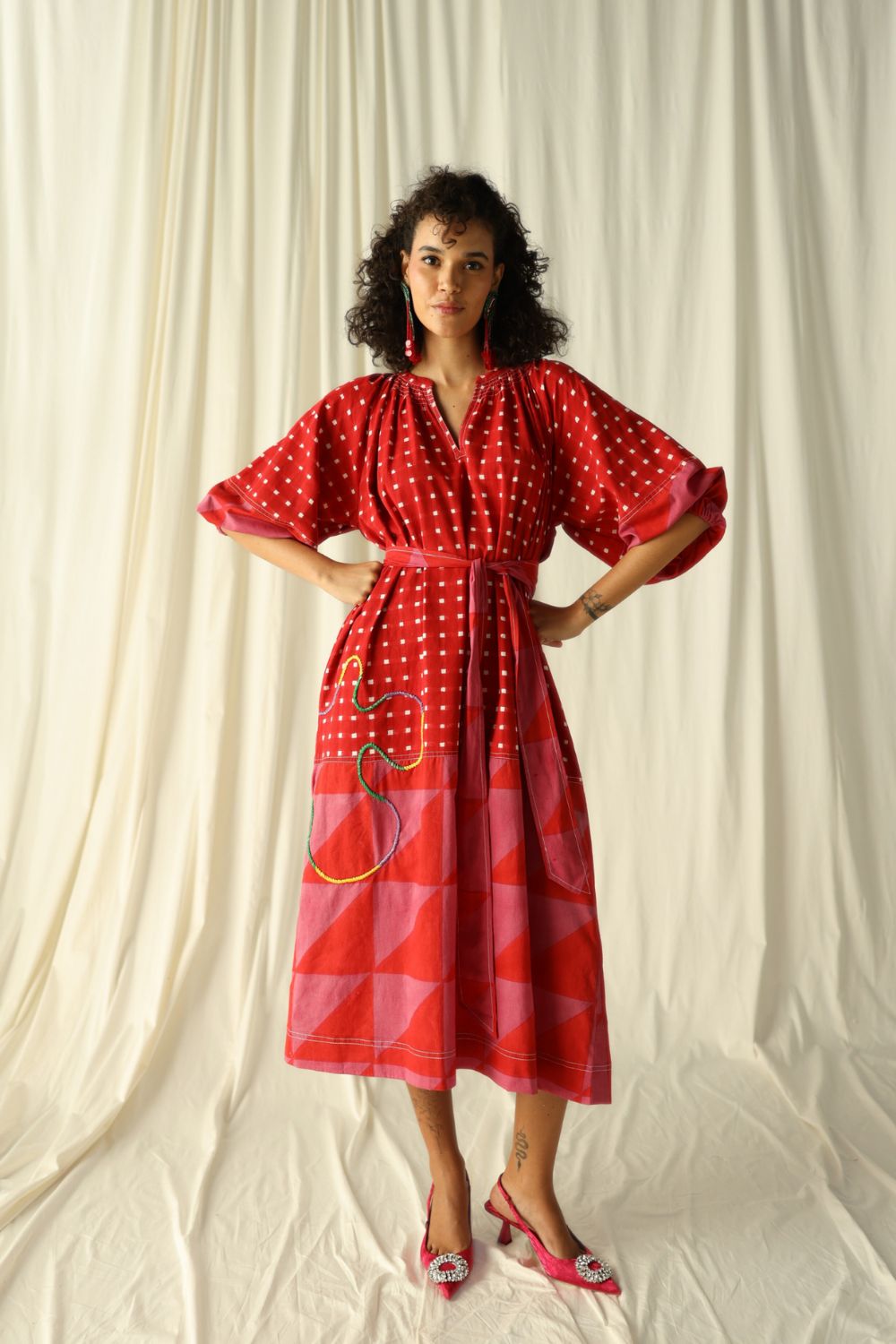 ANDRETTA EMBROIDERED PEASANT DRESS