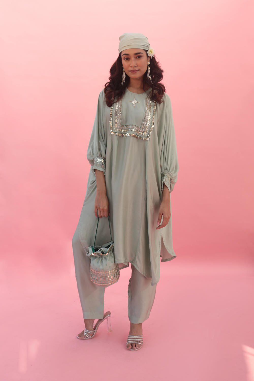 Bageecha Supima Cotton Green Kurta Set main image 0