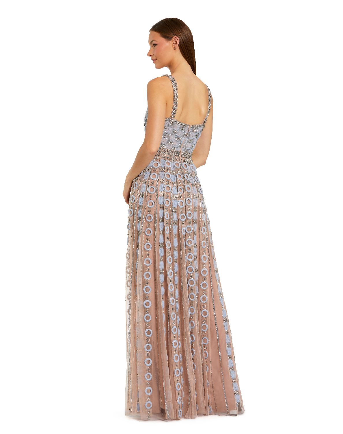 10106-Light Blue Sleeveless Embellished A-line Gown