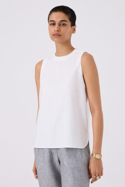 Andy White Handwoven Linen Top
