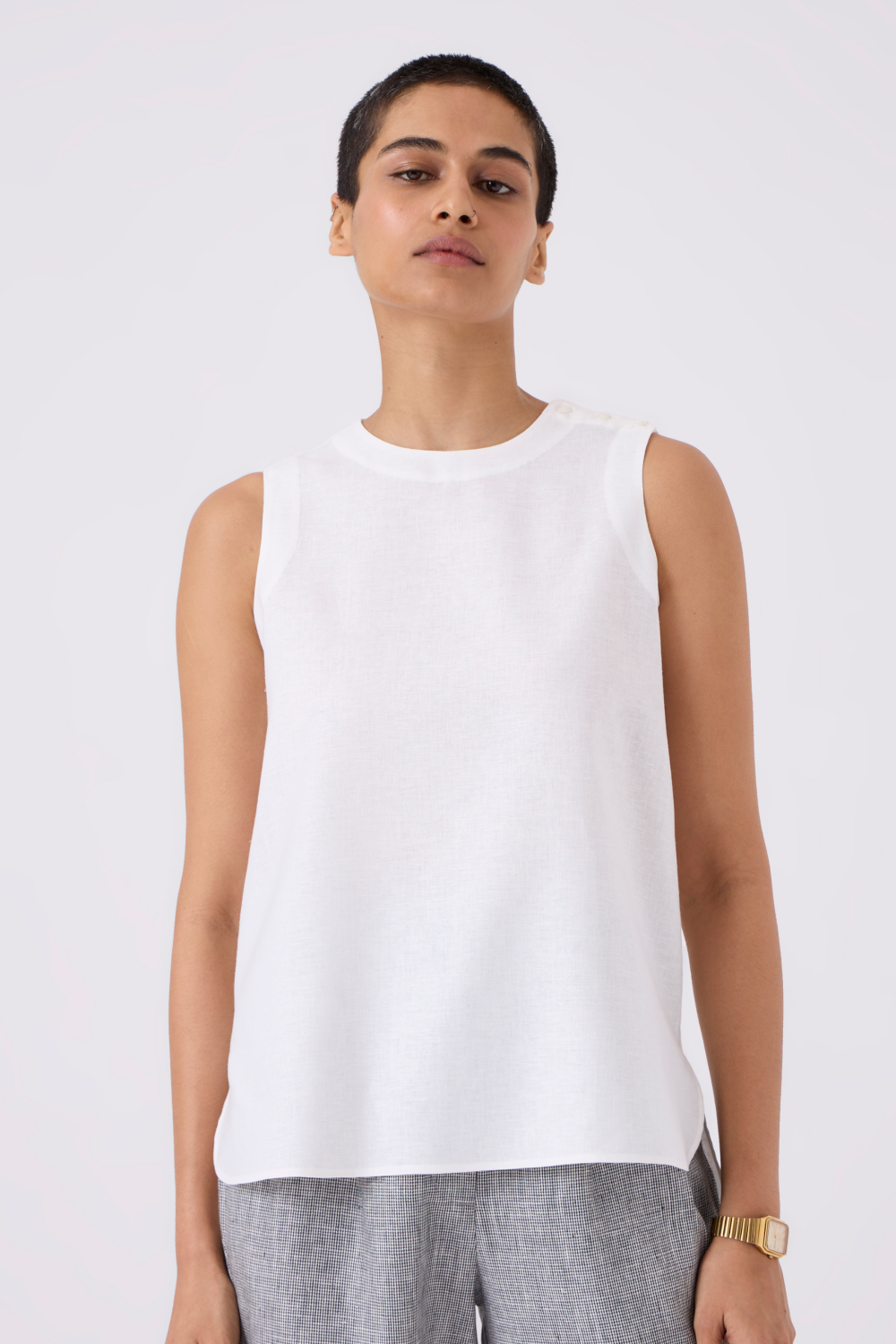 Andy White Handwoven Linen Top