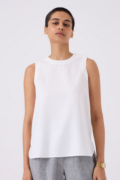 Andy White Handwoven Linen Top