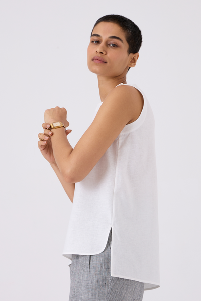 Andy White Handwoven Linen Top