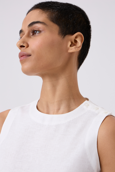 Andy White Handwoven Linen Top