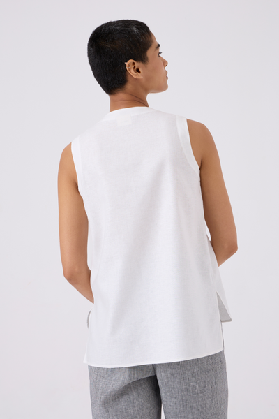 Andy White Handwoven Linen Top