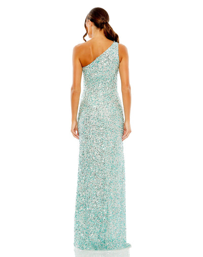10729-Sequin One Shoulder Gown w/ Embellishements