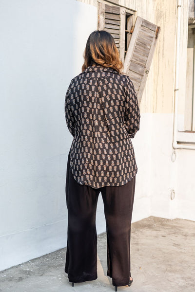 Derby Black Patch Patchwork Shirt & Pants Two-Piece Set