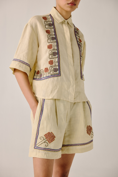 Leo Set - Ivory Cross Stitch Emb.