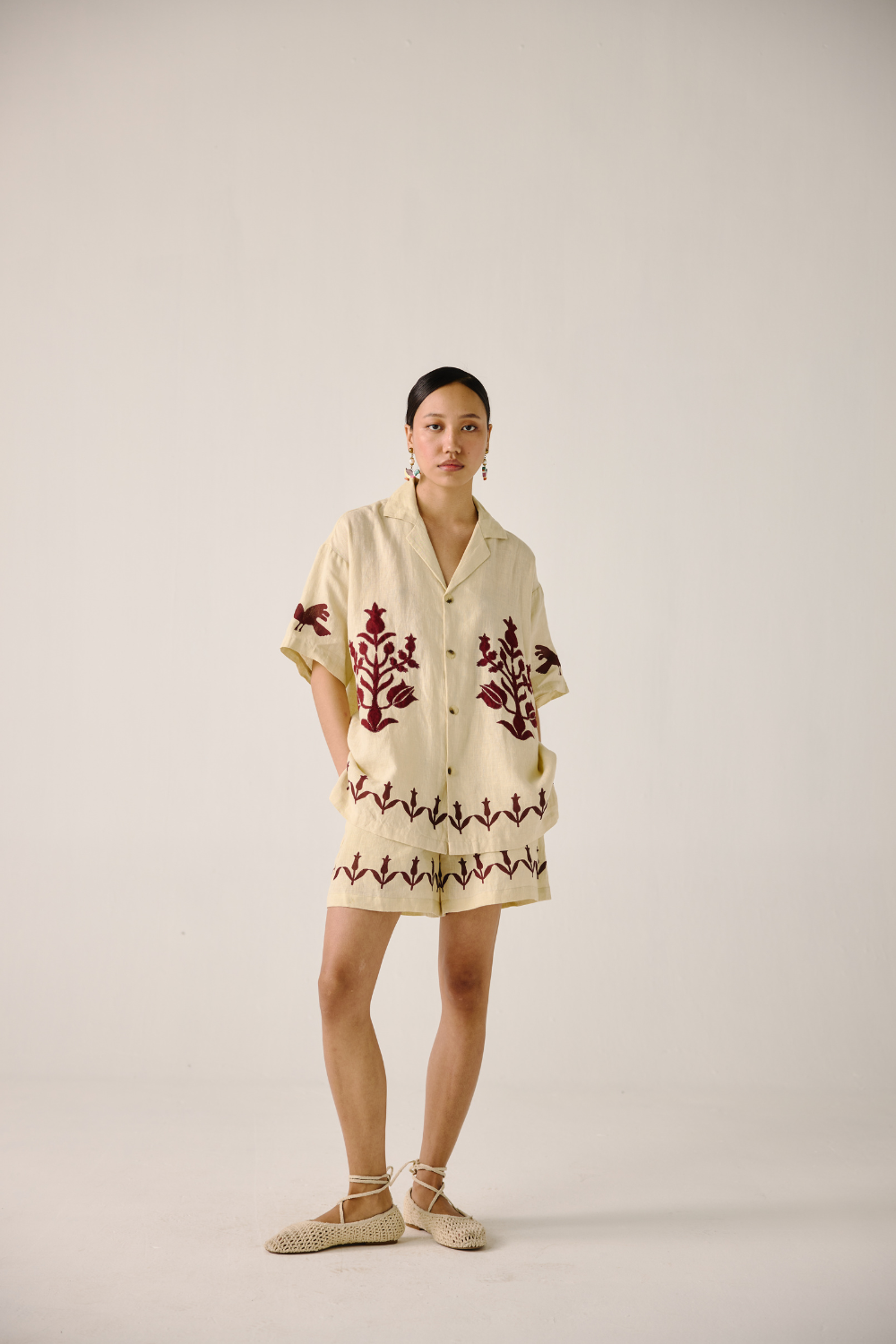 Unisex Set - Ivory Bird Applique