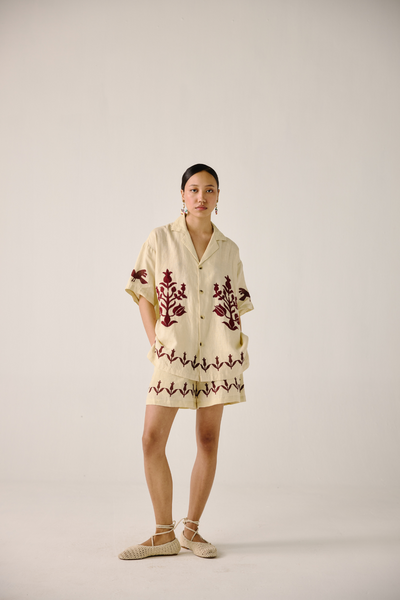 Unisex Set - Ivory Bird Applique