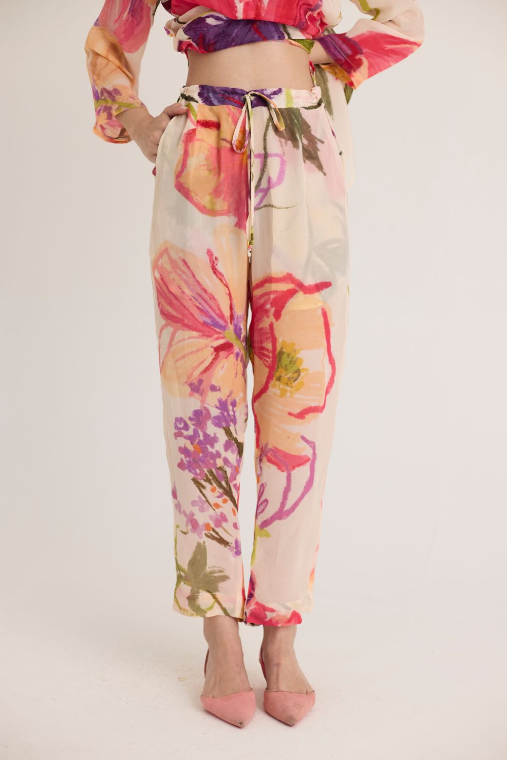 DOLLY WHITE CREPE LONG KURTA SET