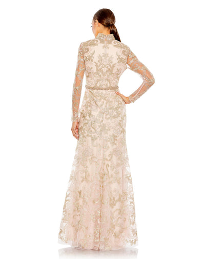 MD-11165 Full Sleeves Long Gown-Pink