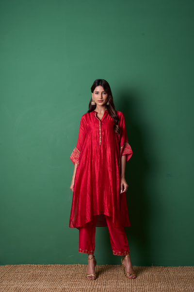 Radiance Kurta Set - Red with Dupatta