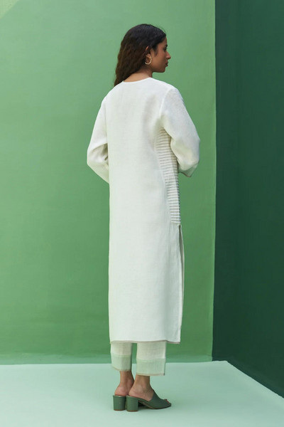 June Border Linen Kurta Set
- Ivory