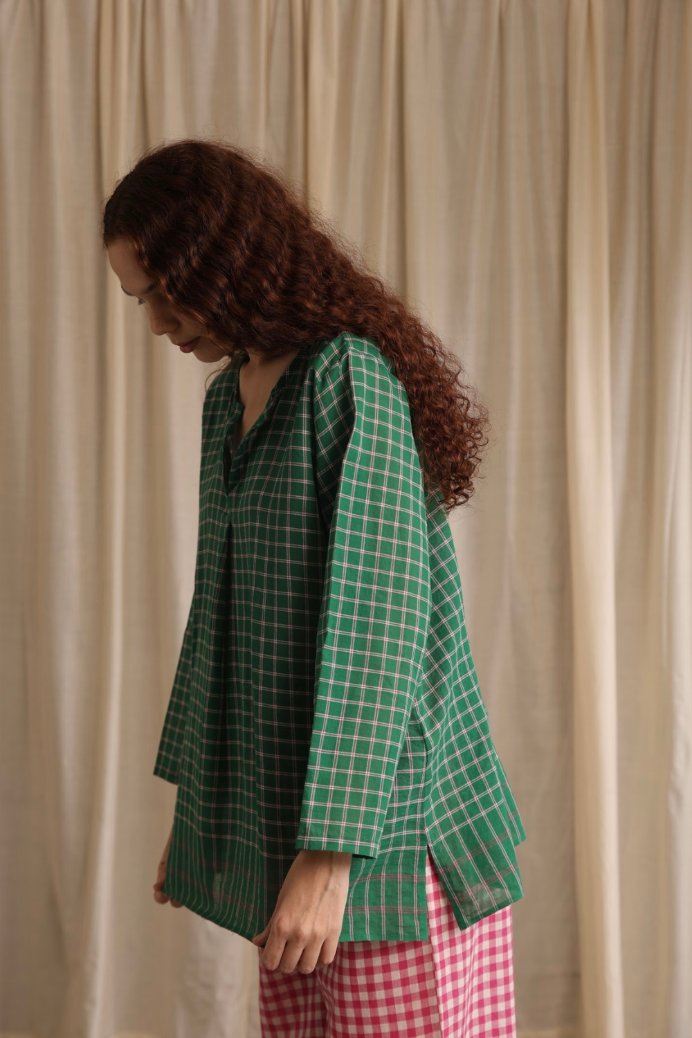Maya Top - Green Checks