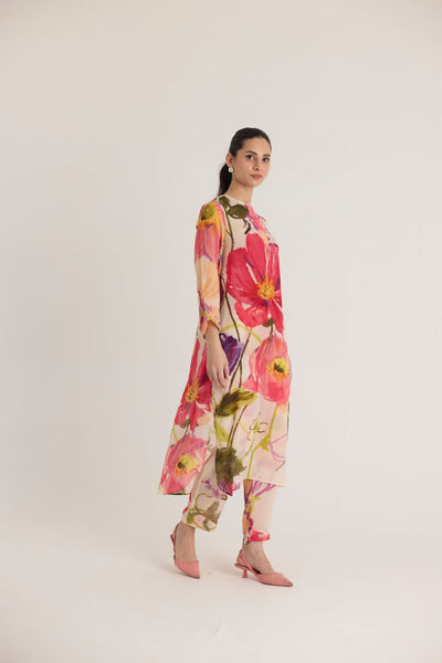 DOLLY WHITE CREPE LONG KURTA SET