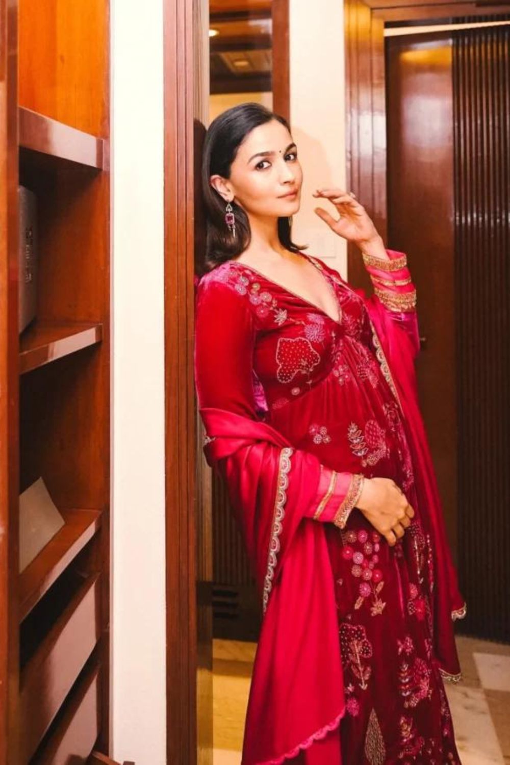 Nadira Jester Red Alia Velvet Set