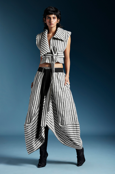Adele Jacket-Bw Balanced Stripes