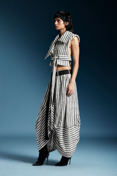 Adele Jacket-Bw Balanced Stripes