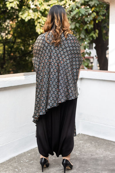 Soho Black Ajrakh Asymmetric Tunic Set (AJBDKRIK)