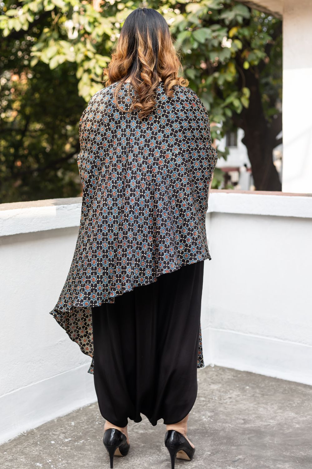 Soho Black Ajrakh Asymmetric Tunic Set (AJBDKRIK)