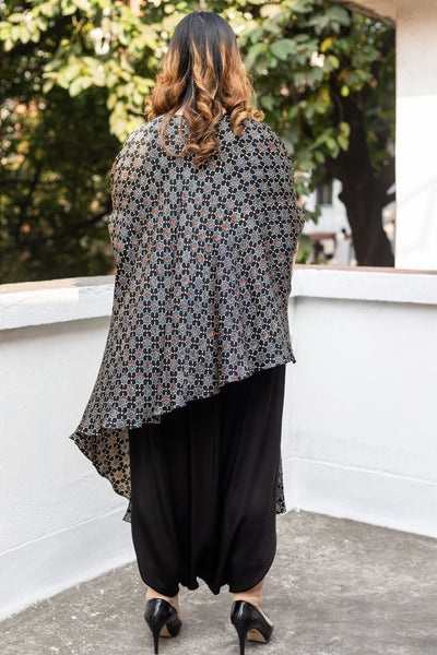 Soho Black Ajrakh Asymmetric Tunic Set (AJBDKRIK)