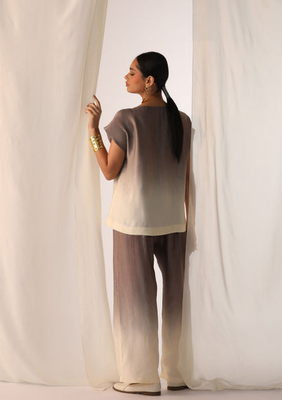 Linen satin ombre co-ord set with scatter hand work