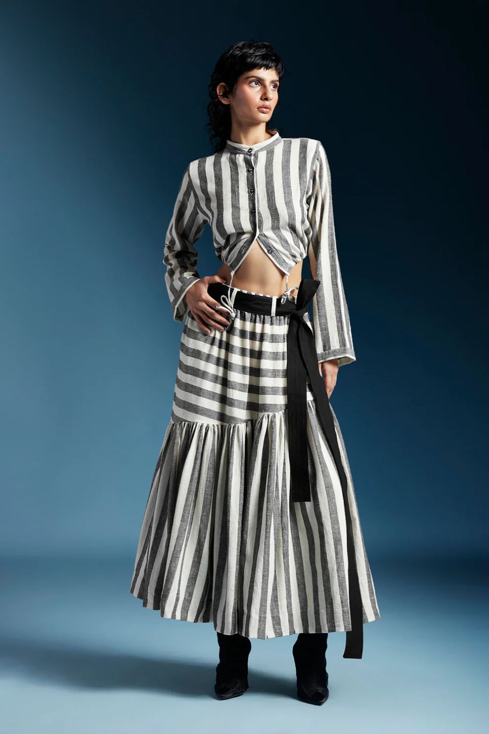 Reese Skirt-Bw Awning Stripes