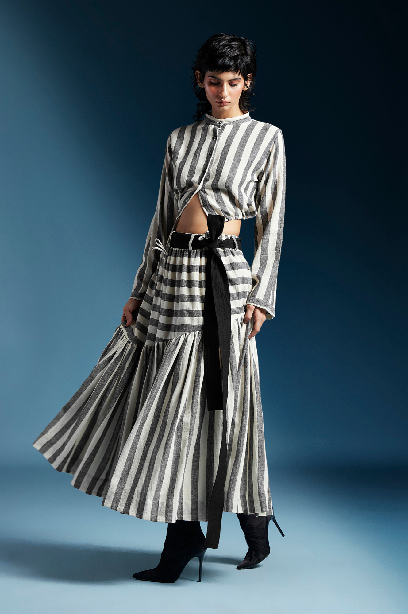 Reese Skirt-Bw Awning Stripes