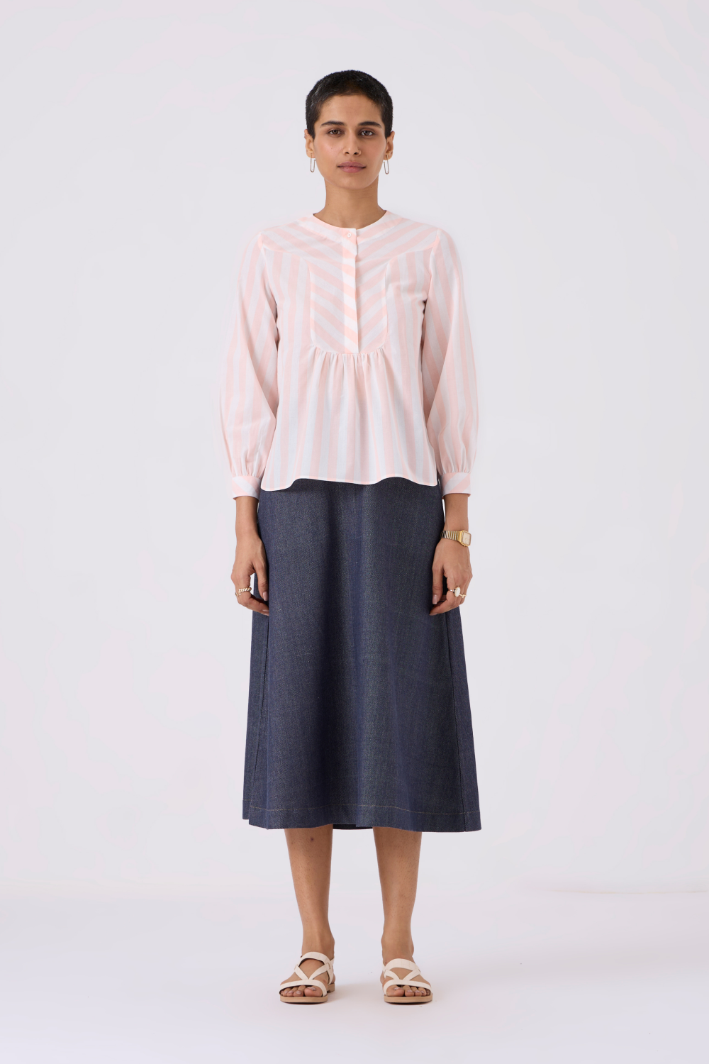 Kom Striped Yoke Top