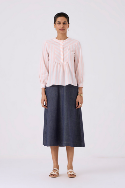 Kom Striped Yoke Top