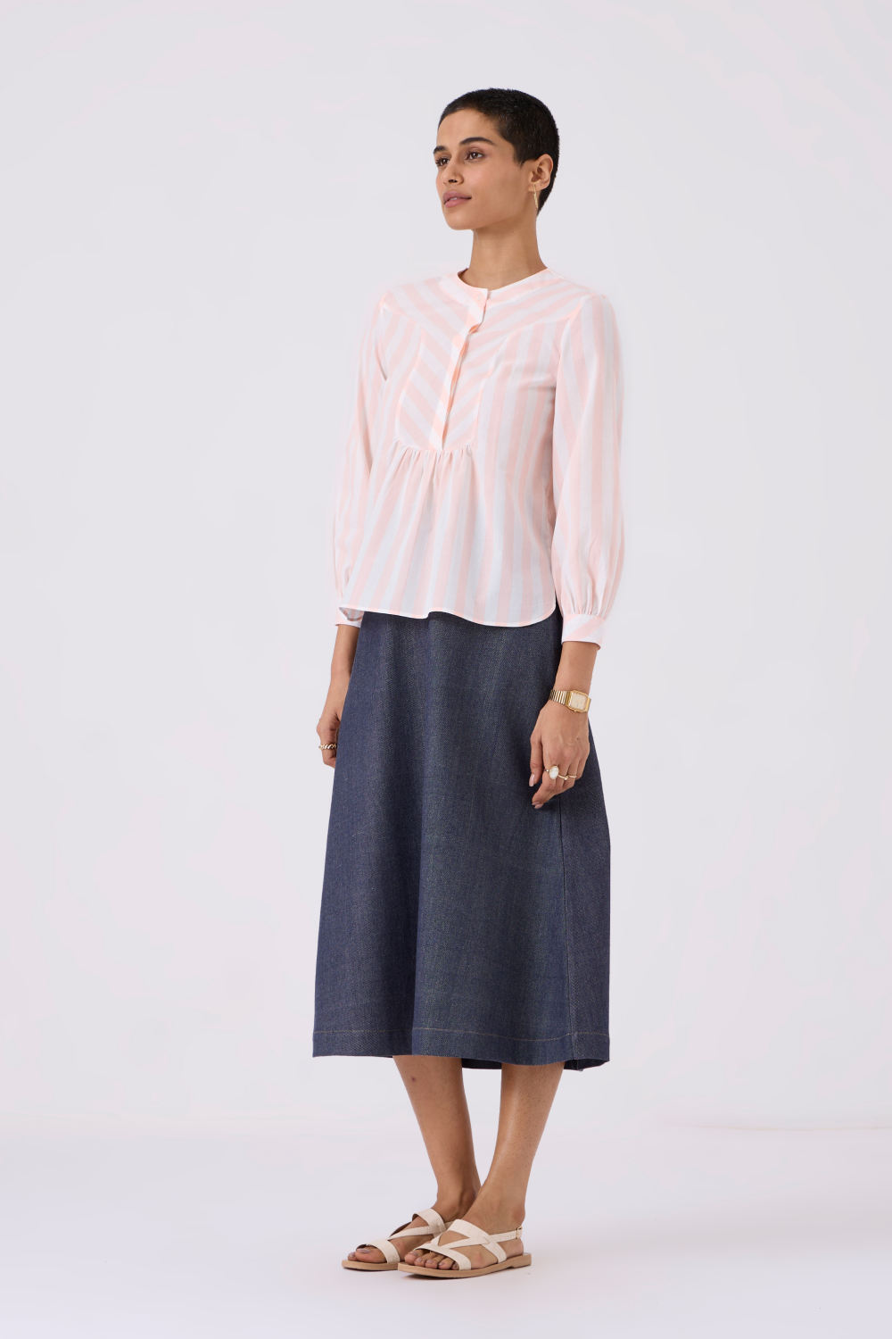 Kom Striped Yoke Top