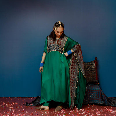 Saron Green Kaftan Set