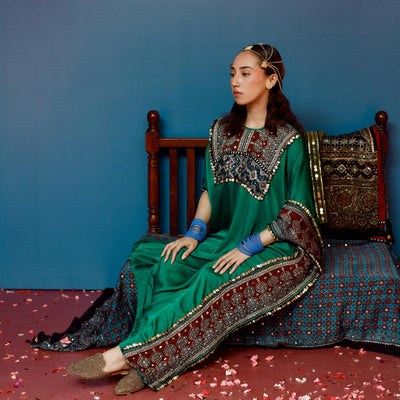 Saron Green Kaftan Set
