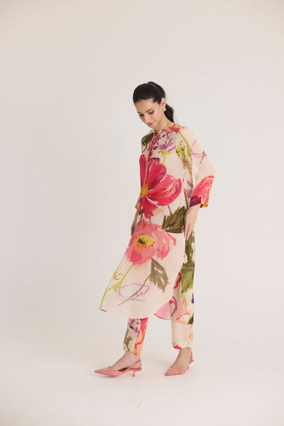 DOLLY WHITE CREPE LONG KURTA SET