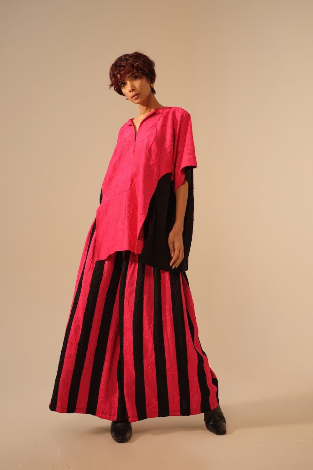 Twin Pants-Pink + Black