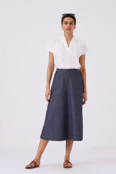 Ora Recycled Denim A-line Skirt