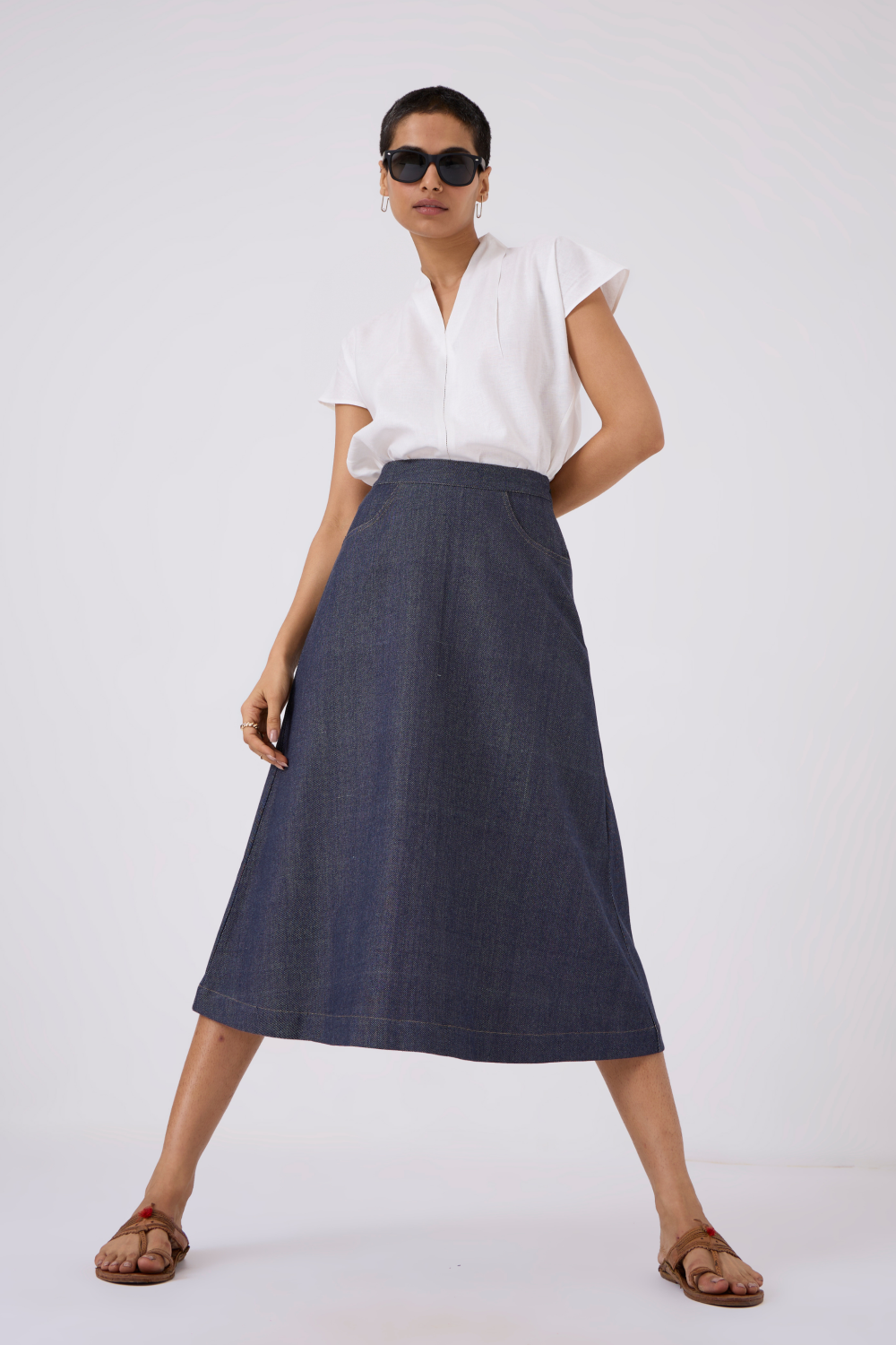 Ora Recycled Denim A-line Skirt