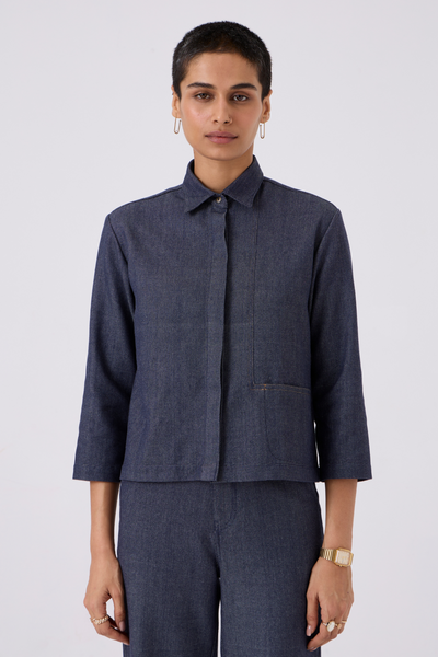 Ava Recycled Handloom Denim Shacket