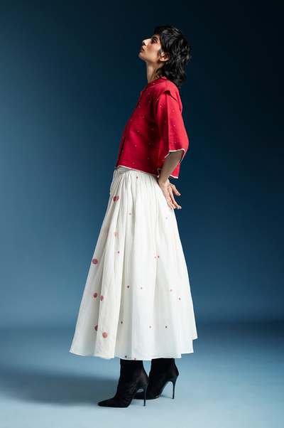 Penelope Skirt-White & Red