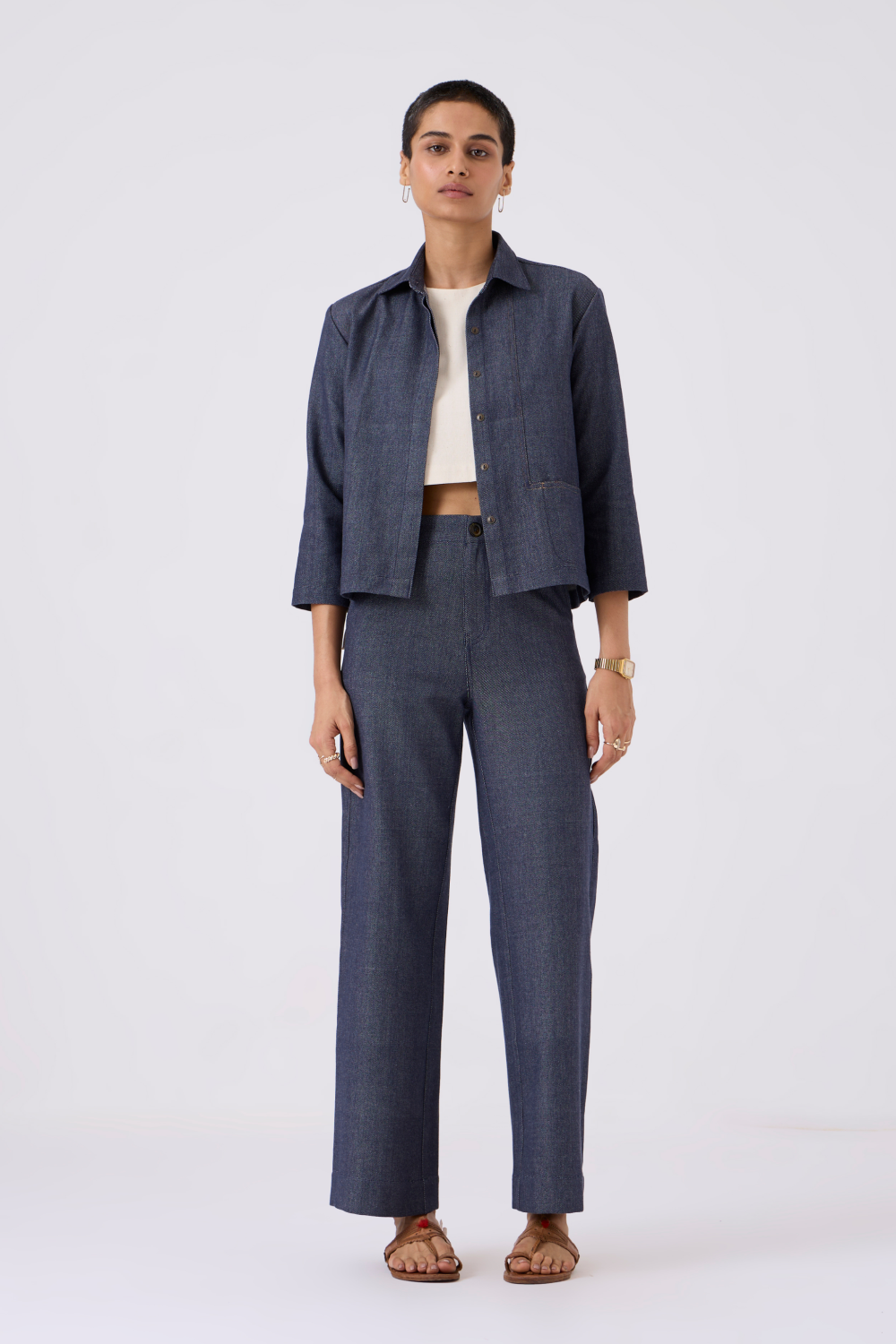 Ava Recycled Handloom Denim Shacket