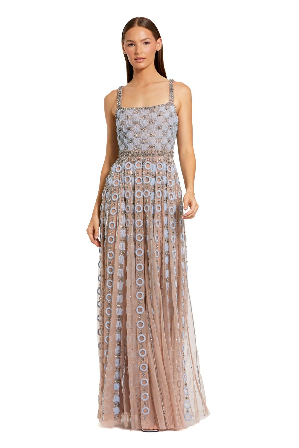 10106-Light Blue Sleeveless Embellished A-line Gown
