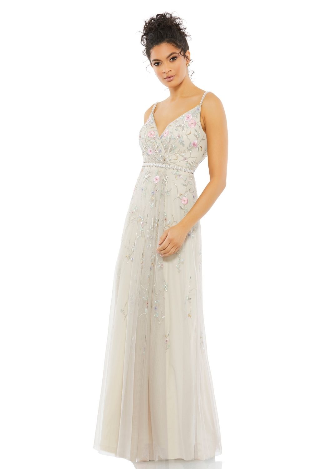 MD-9141 Strappy Long Gown-Beige