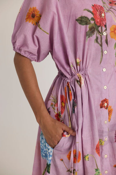 GIGGLE BERRY LILAC SIDE TIE UP DRESS