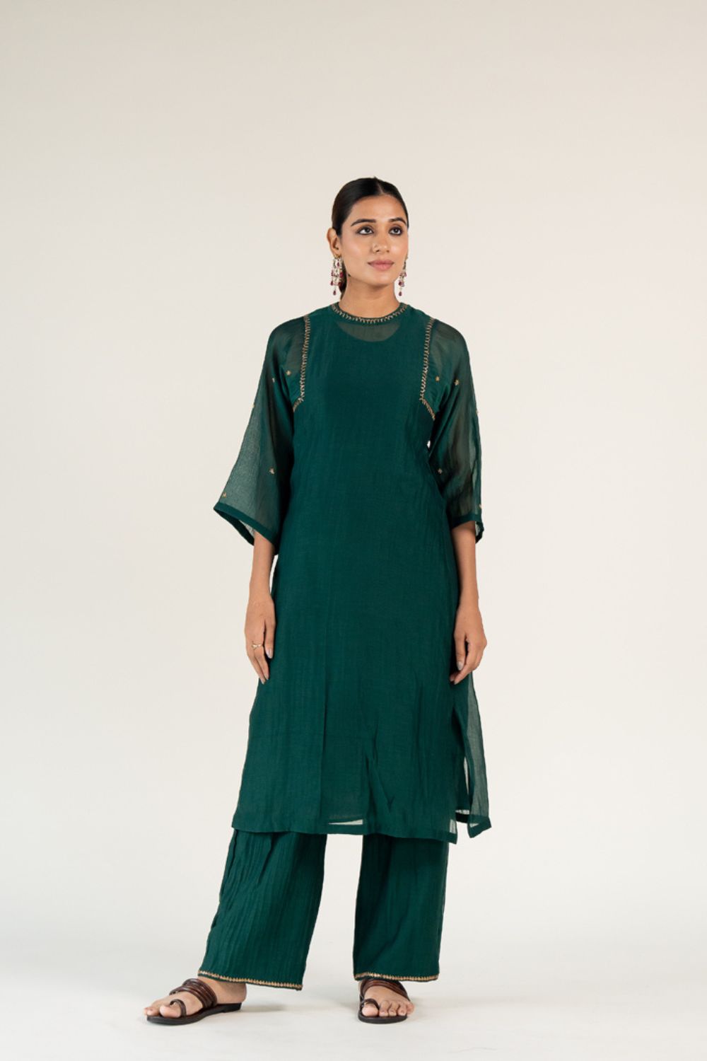 Caftan Kurta Set-Emerald