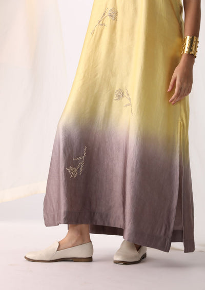 Linen satin pastels ombre hand embroidered tunic