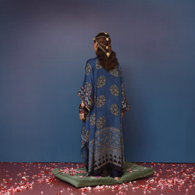 Veere Ajrakh Blue Kaftan Set