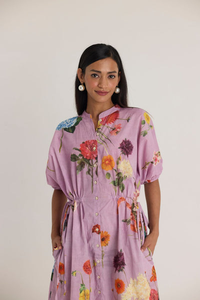 GIGGLE BERRY LILAC SIDE TIE UP DRESS