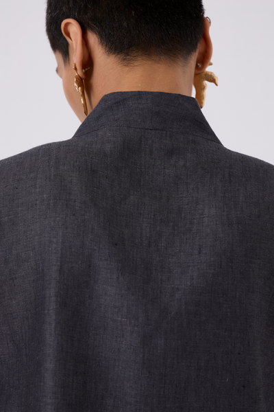 Lumas Linen Charcoal V Neck Top