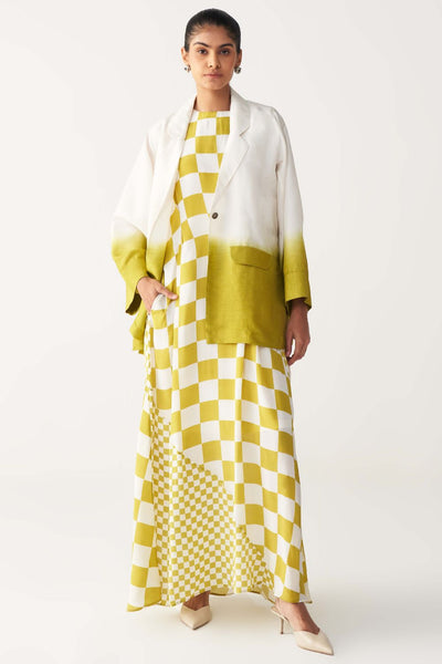 DIP DYE JACKET CO-ORD (Dress included)-IVORY & LIME